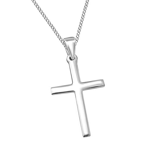 Cruz de plata de ley 925 auténtica con cadena elegante para niña y mujer