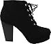 Forever Camille-86 Women's Comfort Stacked Chunky Heel Lace Up Ankle Booties,Black,7.5