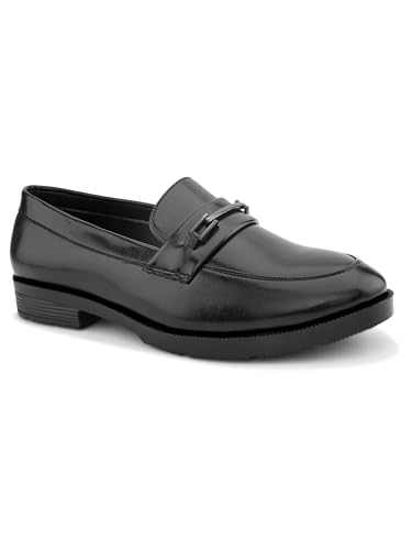 Image of STANPHORD Mens Loafers Formal Slipon Loafers with Metal Accent for Party & Formal Occasion