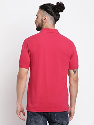 Image of Cantabil Men's Cotton Blend Solid Polo Neck T-Shirt (Regular Fit)
