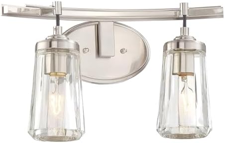 Minka Lavery 2302-84 Poleis Vanity Bath Light, 2-Light, 120 Total Watts, 16-in H x 9-in W, Brushed Nickel