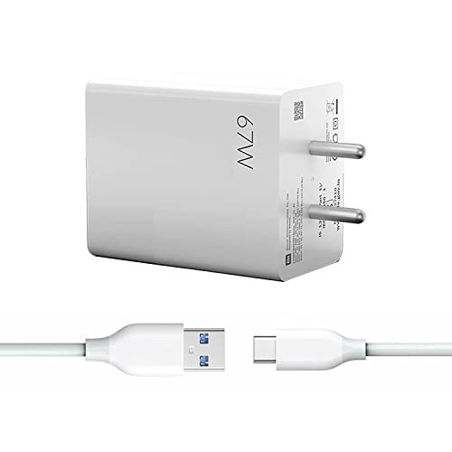 Image of M i 67W Sonic Charger For Xiaomi Redmi Note 11T Pro+, Xiaomi Redmi Note 11 T Pro Plus Charger Mi 67W Sonic Charge Combo |Mi /Xiaomi /Redmi Charger|Superfast 6A Type C Included| Laptops, Tablets & Mobile Charger|(Adapter + USB to Type C Cable) KT1, WHITE