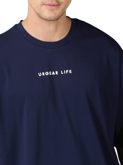 Image of URGEAR Men's Cotton Printed Drop Shoulder - Hip Hop - Down Shoulder- Baggy Loose fit- Stylish Oversized t Shirts for Men
