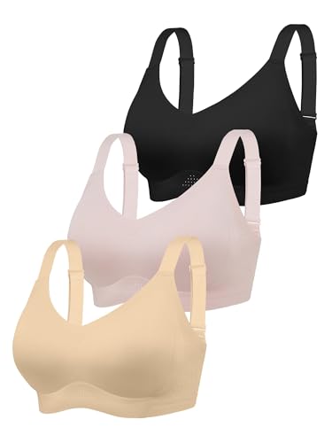 Image of Seamless Supportive Bras for Women No Underwire - M-4XL Jelly Bra | Wireless Full Coverage Bralette, Plus Size, Comfortable T-Shirt Bra for Older, Lightly Padded, Buttery Soft