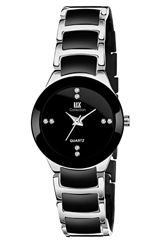 IIK COLLECTION Watches for Women Round Studded Dial Girls Watches |Analogue Movemnet Ladies Watch|Long Battery Life| Adjustable Bracelet Chain Strap|Double Lock Clasp Safety Watches for Girls.