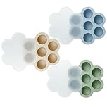 PandaEar 3 Pack Silicone Baby Food Freezer Tray with Lids, Ice Cube Trays for Freezer, Weaning Freezer Tray for Baby Food, Silicone Ice Trays Baby Food Storage Container Tray (Blue/Green/Carnation)