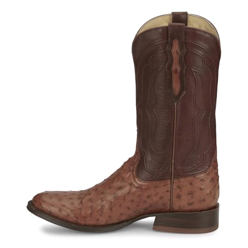 Tony Lama Mens Canonero 12 Inch Full Quill Ostrich Round Toe Dress Boots Mid Calf - Brown - Size 9 EE3