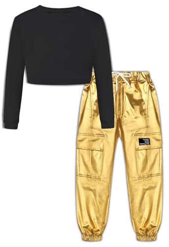 Image of SANGTREE Girls' 2 Piece Outfits T-Shirt and Drawstring Cargo Jogger Pants Clothing Set, 4-14 Years