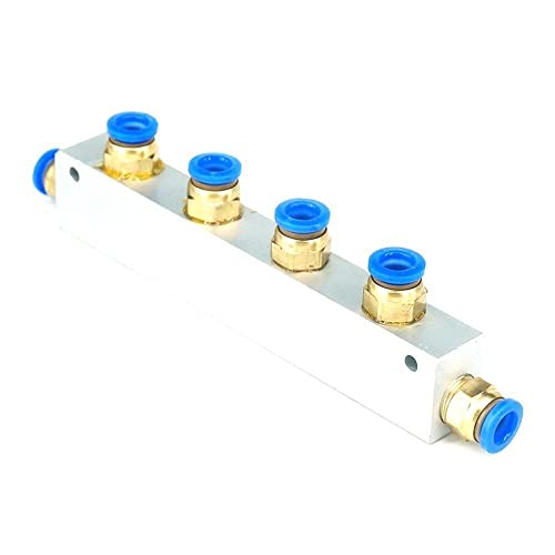 A Kit Push Fit 8mm 4 Way Pneumatic Air Manifold Block Splitter with Couplers