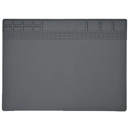 Image of Yankok [Magnetic Anti-Static Mat Gray 15.8 x 11.8 in.] Table Desk ESD Grounding Mats Silicone Solder Pad Electronics Repair Platform with Screw Notches (40 x 30 cm, Heat Resistant, Magnetic Organizer)