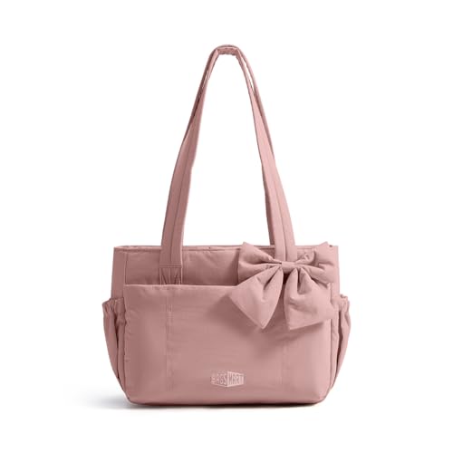 Image of BAGSMART Crush Bow Tote Bag for Women, Puffer Travel Work Yoga Laptop Bag