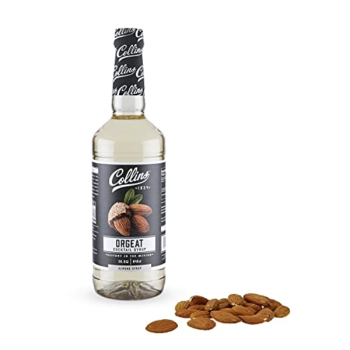 Collins Orgeat Syrup, Orgeat Simple Syrup, Real Sugar Cocktail Syrups, Soda Water Flavors, Cocktail Mixers, 32 Ounces, Set of 1