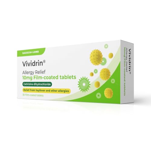 Vividrin Allergy Relief Tablets - Cetirizine Antihistamine Tablets 10mg x 30 Tablets Effective Relief for Hayfever Sore & Itchy Eyes Pet and Skin Allergies Suitable for Adults and Kids 6+