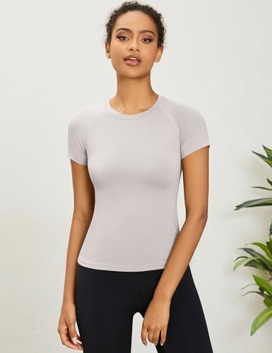 Rapbin Womens Gym Tops Workout Running Yoga Sports Shirts Short Sleeve Athletic Exercise Quick Dry Breathable T-Shirt - Image 6