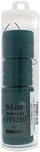 Miniatura 2 de The Beadsmith S-Lon #18 - Cordón de color verde y azul - Tubo de 4 carretes - 77 yardas - Ideal para atar cuentas de ganchillo y joyas de micro