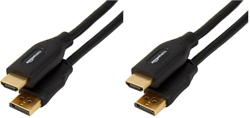 Image of Amazon Basics DisplayPort to HDMI Cable, Video and Audio, Uni-Directional, 1920x1200, 1080p, Gold-Plated Plugs, 25 Foot, Black (Pack of 2)