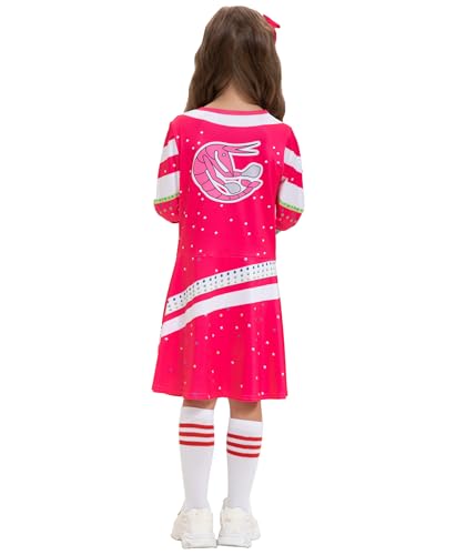 Disfraz completo de animadora para niña rojo rosado talla Large miniatura 4
