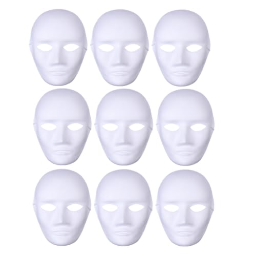 GALPADA 9pcs Blank Paper Mache Masks Unpainted for Diy Art Masquerade Mask Set Cosplay Events