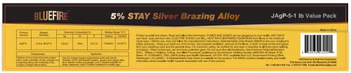 Image of 1 lb Value Pack BLUEFIRE JAgP-5 5% Silver Phos Copper Brazing Alloys Welding Rods Industry BCuP-3 0.050 inchx1 /8 inchx19.25 inch equivalent to HARRIS STAY SILV 5 Professional Grade Gas Soldering Torch Accessory