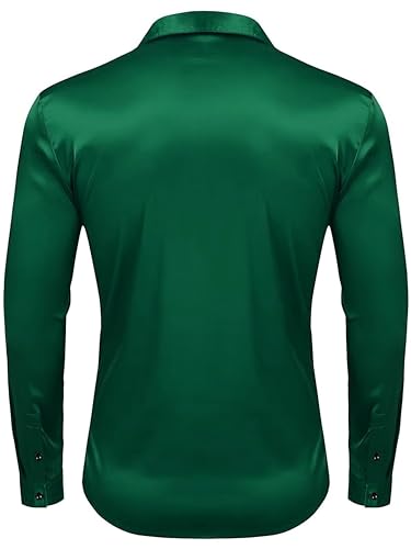 Image of IndoPrimo Men's Satin Shirt with Spread Collar Neck Line Solid Pattern Full Sleeves Regular Fit Western Style and Standard Length