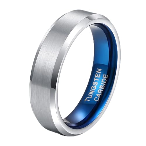 Bague tungstène bleu KnSam alliance homme bicolore brossée