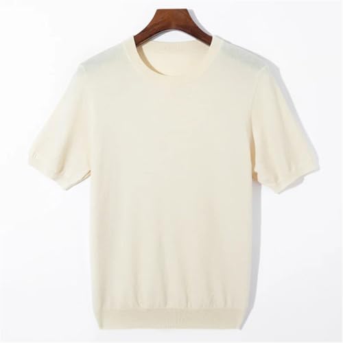 Men’S O-Neck Silk Wool Short Sleeve Pullover Knitted Sweater Thin Casual Loose Fit Solid Color Basic Jumper Tops3