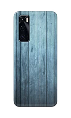 Image of Printed Hard Back Cover Case for Vivo V20 SE Back Cover (Wooden Blue) -1302