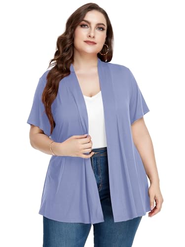 Image of LARACE Short Sleeve Cardigans for Womens Summer Tops Casual Plus Size Open Front Lightweight Cover Up