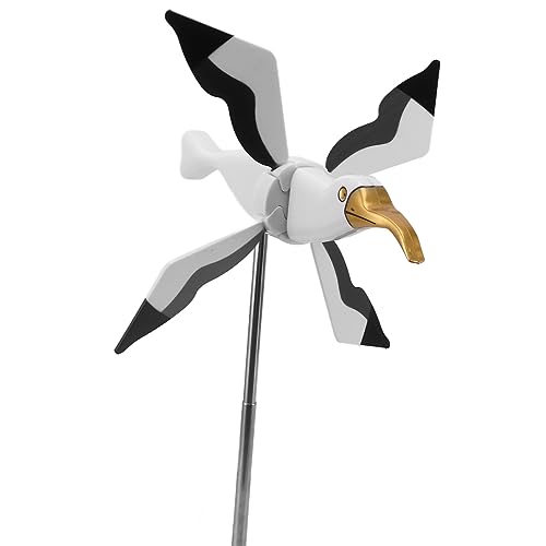 Natudeco Molino de viento para gaviotas, peonza de gaviota, pequeña escultura de viento, adorno para exteriores, patio, césped