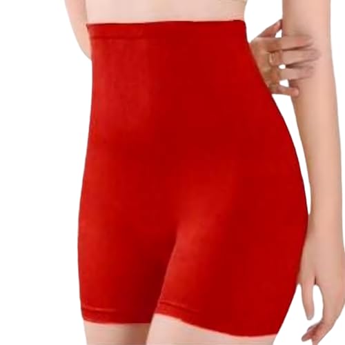 Image of SHEWIN Women's Seamless Shaping Under Dress Shorts | Comfortable Underwear Shapewear Shorties (Free Size up to M to 3XL Red)
