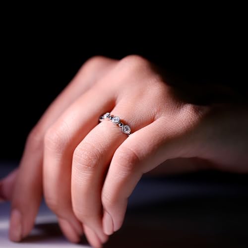 Bezel Set Moissanite Half Eternity Ring, D-Vs1 Quality, Certified Moissanite Diamond Wedding Band - Ready To Gift3