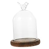 BESPORTBLE Glas Kuppel Glocke Glaskuppel Deko Glashaube Glasglocke mit Holzboden Holz Kuchenglocke Kuchenständer Käseglocke Lebensmittel Gastgeschenk für Hochzeit Weihnachten Dekoration 14CM