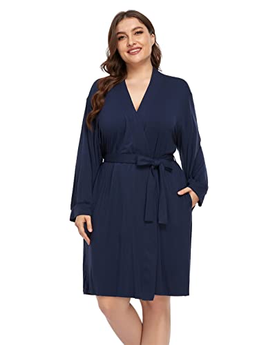 Image of Plus Size Robes for Women Short Modal Knit Maternity Robes Plus Size Soft Kimono Robes Sleepwear