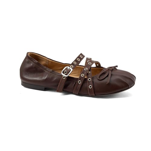 Mary Jane Shoes for Women Ballet Flats Round Toe Low Heels Adjustable Strap Flats Bowknot Casual Work Office Walking Comfortable Shoes