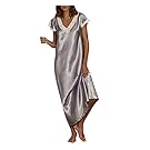 iYBWZH Womens Short Sleeve V Neck Maxi Dress Homewear Pajamas Long Dress Nightgowns Sleepwear Nightdress