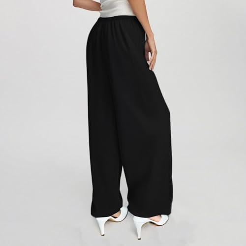 Linen Pants Women Wide Leg Flowy Palazzo Pants with Pockets Ladies Summer Casual Smocked Pull On Beach Pants 20253