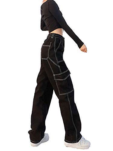 GuliriFei Jeans a vita alta da donna a gamba larga...