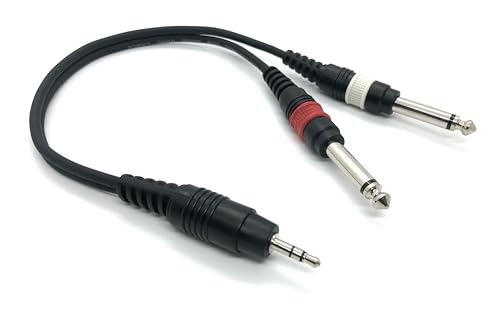 Ome Audio 3.5mm Stereo Jack (Male) Plug To Dual Mono 6.35mm (Male) Jacks Aux Cable (0.3m), White
