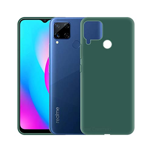 Image of Case Creation Liquid TPU Silicone Cover for Realme C12 Pro Soft Case,Anti-Dirty Slim Case Frosted Matte Cute Candy TPU Raised Bezel (Splash of Color) Back Case Cover for Realme C12 Pro -Lake Green