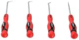 DEDRA Haken mit Griff, 4-teiliges Set, Vielseitigkeit, hohe Beständigkeit, kompakte Bauform mit ergonomische Griffe aus hochwertigem CrV Material, Dichtung Demontage Werkzeug