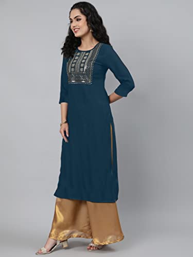 Image of Femvy Women's Rayon Solid Regular Kurti