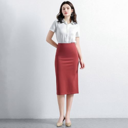 Jupe crayon stretch bordeaux ajustée et extensible confort absolu