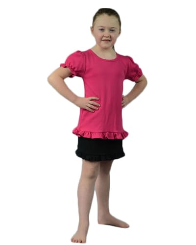 Image of Monag Kids Toddler Girls Short Sleeve Ruffle Tshirt, Blank Girls Ruffle Top, Solid Ruffle Shirts
