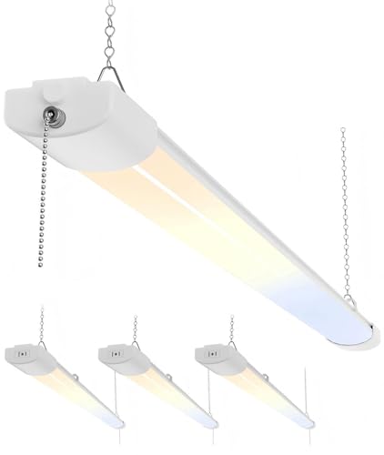 Image of ALUSSO LED Shop Lights 4FT for Garage, 6000LM Super Bright, Adjustable 2700K-6500K Color Temperature, 120V, Warm to Cool Daylight Linkable Shop Lights for Workshop, 4 Pack
