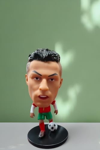 Image of Gifts- Ronaldo Action Figure Football Player Figurine | Soccer Star Collectible with Ball | Desk Decor Toy for Sports Fans & Kid