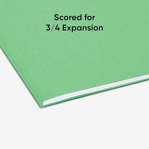 Image of Smead FasTab Hanging File Folder, 1 /3-Cut Built-in Tab, Letter Size, Green, 20 Count (64098)