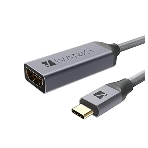 iVANKY USB C till HDMI-adapter [4K@60Hz], bärbar USB-typ c till HDMI-adapter (Thunderbolt 3-kompatibel) för MacBook Pro, MacBook Air, iPad Pro, Galaxy, Huawei och mer – grå