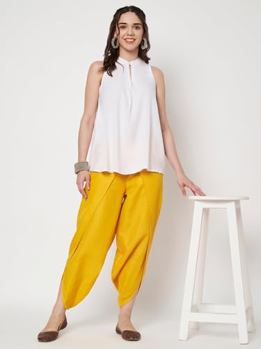 Image of 9rasa Women's Cotton Solid Harem Dhoti Pants for Casual FusionWear Workwear