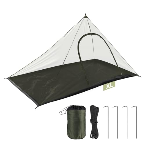 EFUTURETIME Grande Zanzariera da Campeggio, 240X140X110cm, Zanzariera da Viaggio Leggera, Portatile, Tenda Anti-Zanzara Impermeabile con Porta Cerniera per Escursionismo, Tetto A Tenda-Verde
