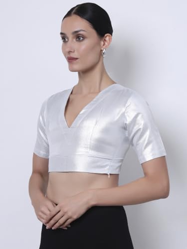 Image of Thevasa Women's Everyday Divine Depth V Neck Half Sleeves Blouse